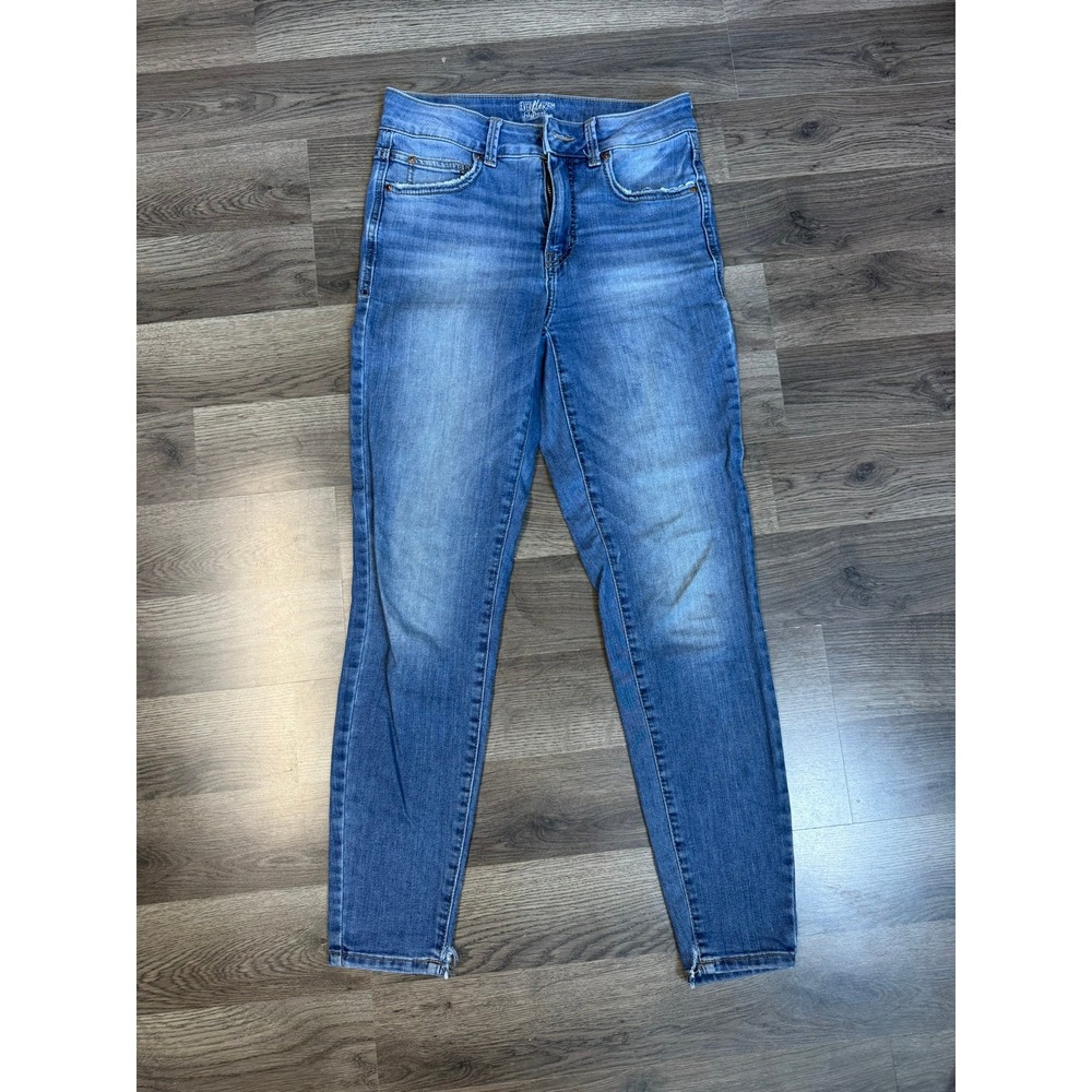 Maurices Everflex High Rise Skinny Jeans Medium Wash Blue Denim Women 4 Short